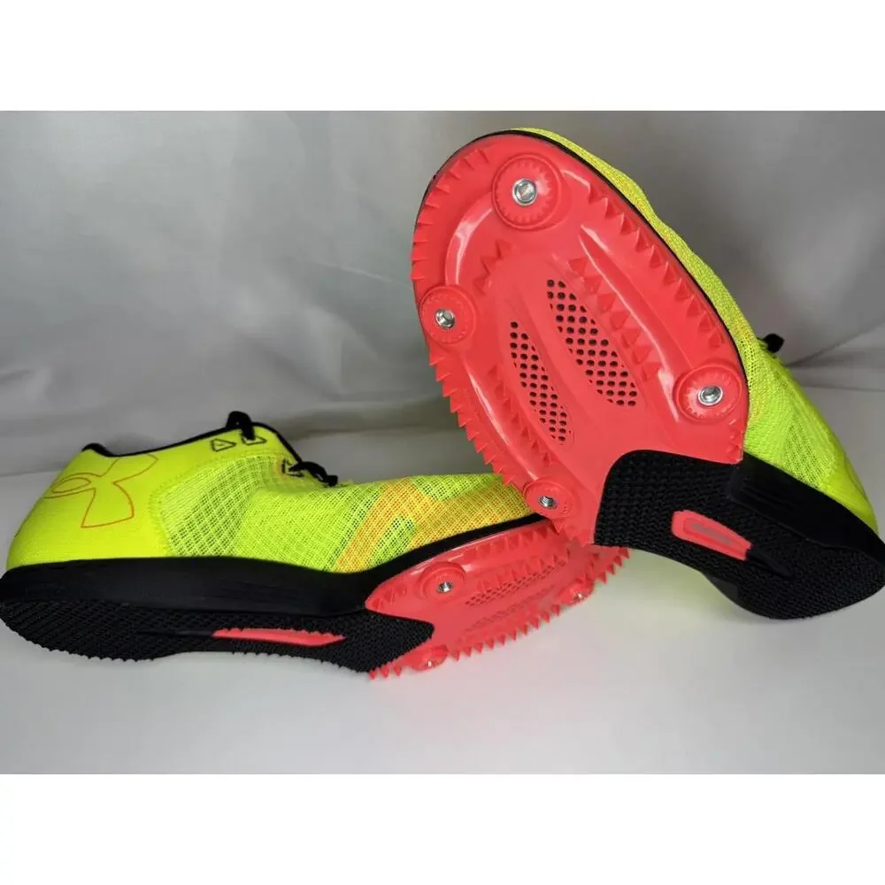 Under Armour‎ Kick Distance Track Shoes Mens Size 15 Yellow Black 3025460-300